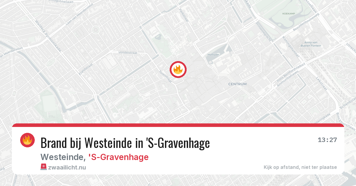 Brand bij Westeinde in 'S-Gravenhage — 29 mei 2026
