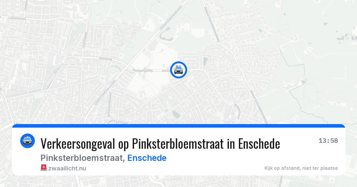 Verkeersongeval op Pinksterbloemstraat in Enschede — 26 jul 2026
