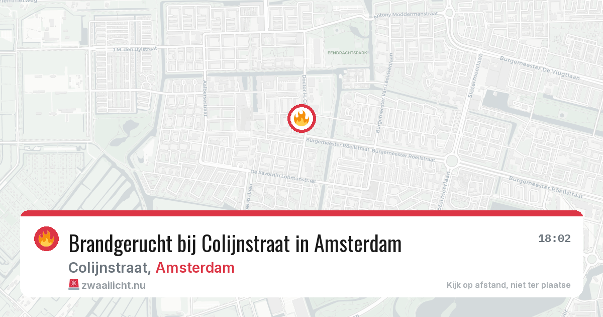 Brandgerucht bij Colijnstraat in Amsterdam — 17 jul 2026