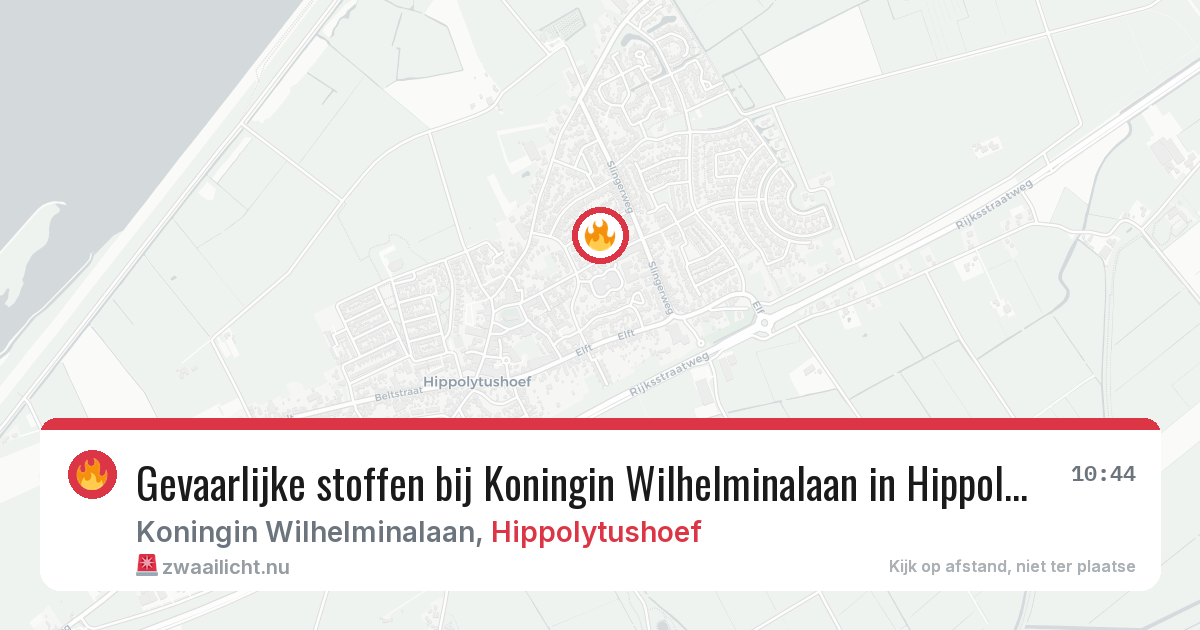 Gevaarlijke stoffen bij Koningin Wilhelminalaan in Hippolytushoef — 13 jul 2026