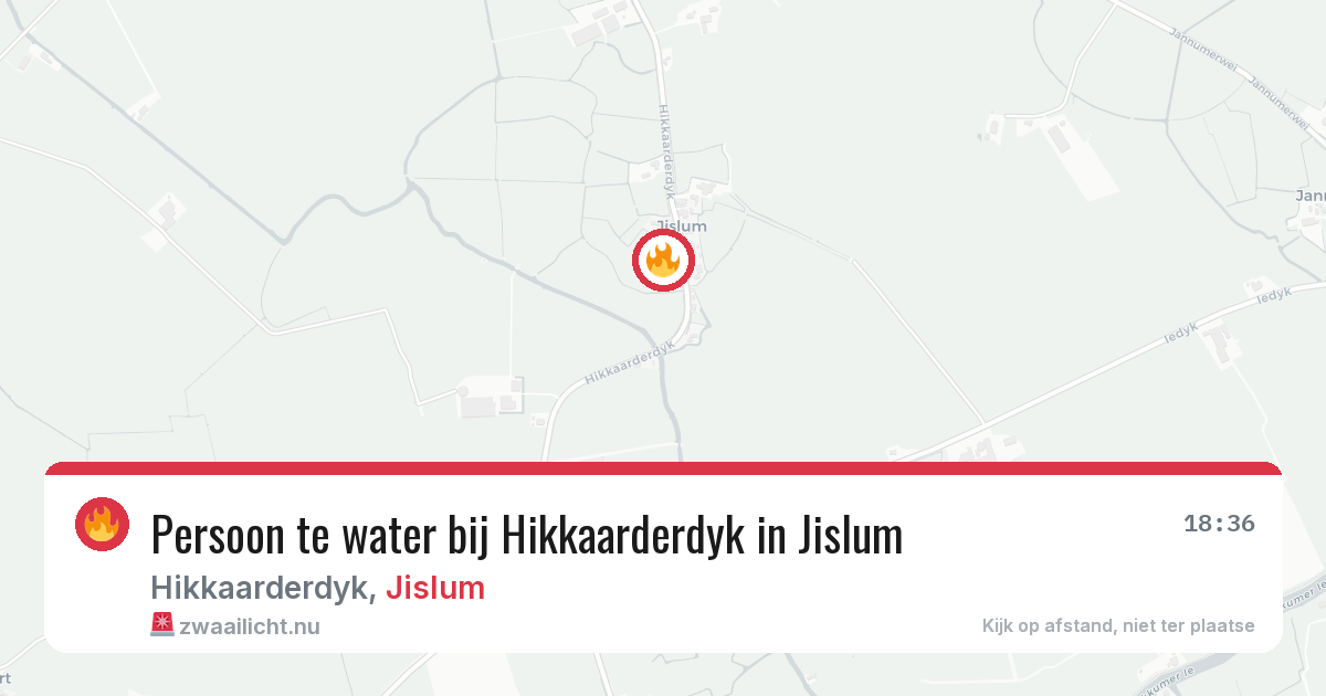 Persoon te water bij Hikkaarderdyk in Jislum — 17 jul 2026