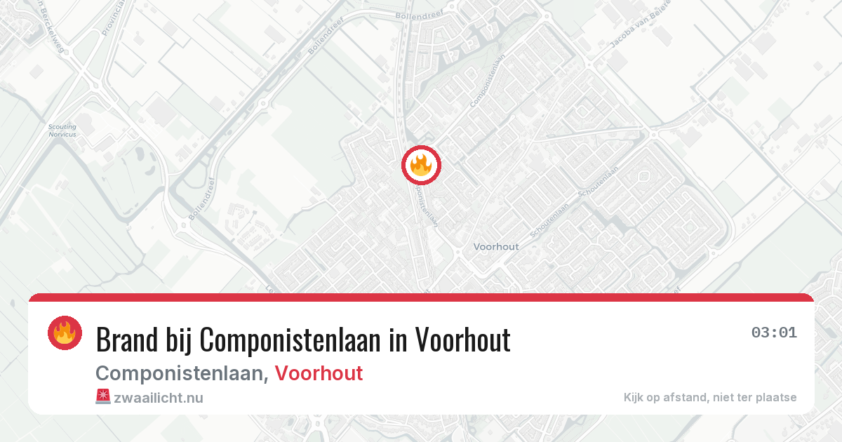 Brand bij Componistenlaan in Voorhout — 19 mrt 2026
