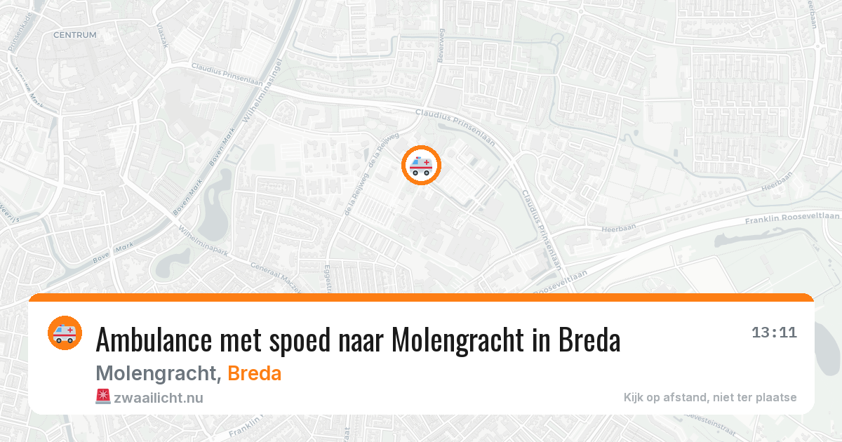 Ambulance met spoed naar Molengracht in Breda — 21 jul 2026