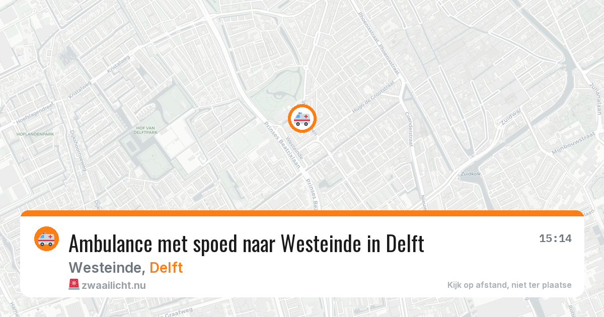 Ambulance met spoed naar Westeinde in Delft — 25 mrt 2026