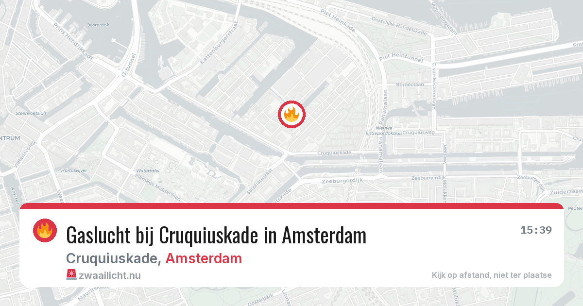 Gaslucht bij Cruquiuskade in Amsterdam — 14 mrt 2026