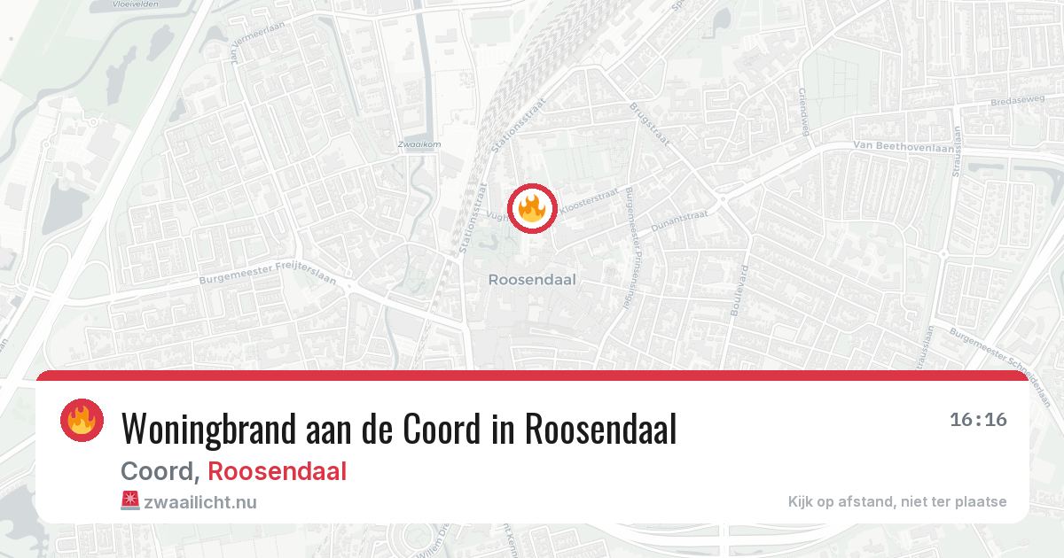 Woningbrand aan de Coord in Roosendaal — 20 apr 2026