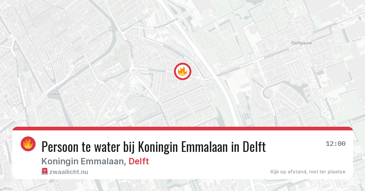 Persoon te water bij Koningin Emmalaan in Delft — 22 mrt 2026
