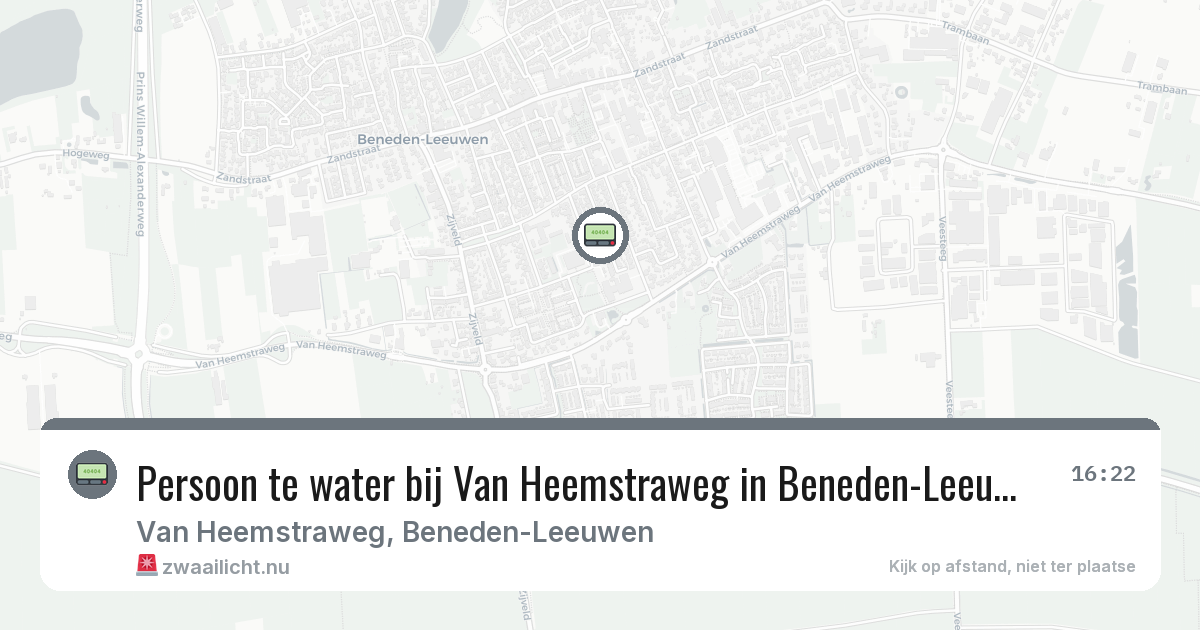 Persoon te water bij Van Heemstraweg in Beneden-Leeuwen — 13 jul 2026