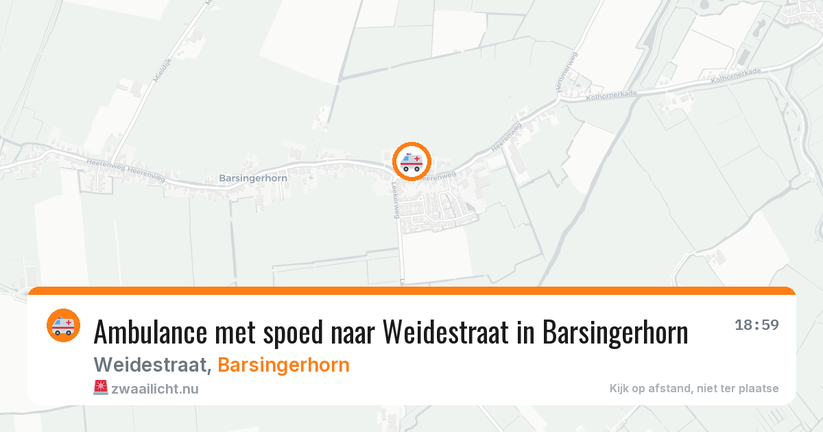 Ambulance met spoed naar Weidestraat in Barsingerhorn — 18 apr 2026