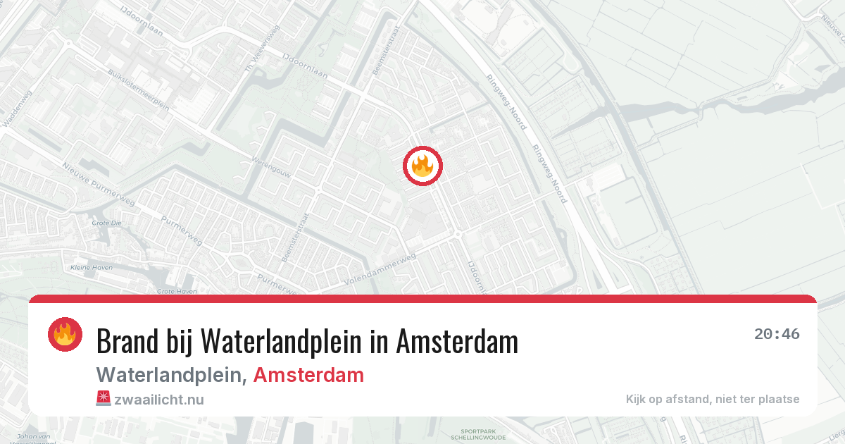 Brand bij Waterlandplein in Amsterdam — 19 jul 2026