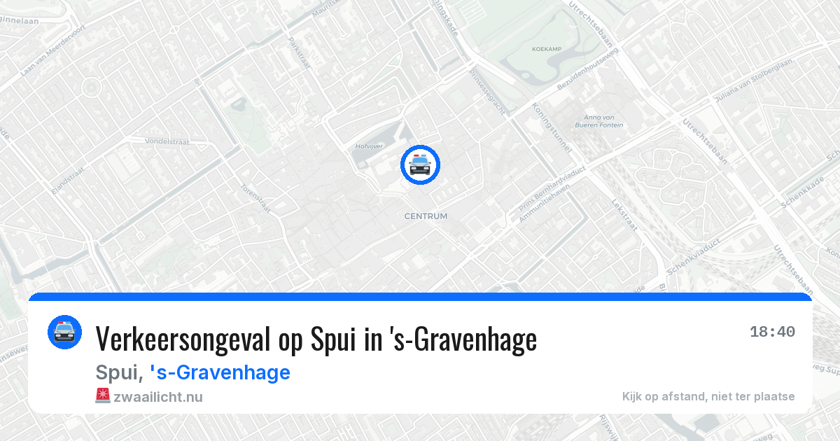 Verkeersongeval op Spui in 's-Gravenhage — 16 jul 2026
