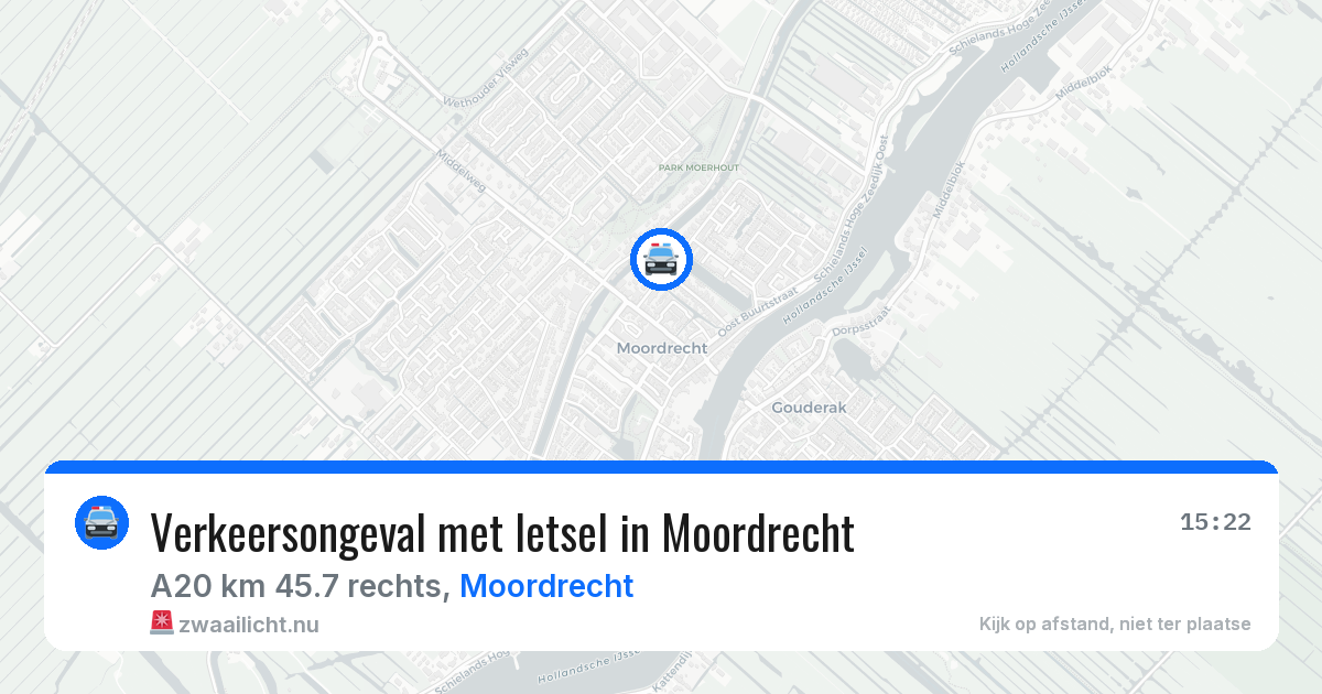 Verkeersongeval met letsel in Moordrecht — 22 mrt 2026