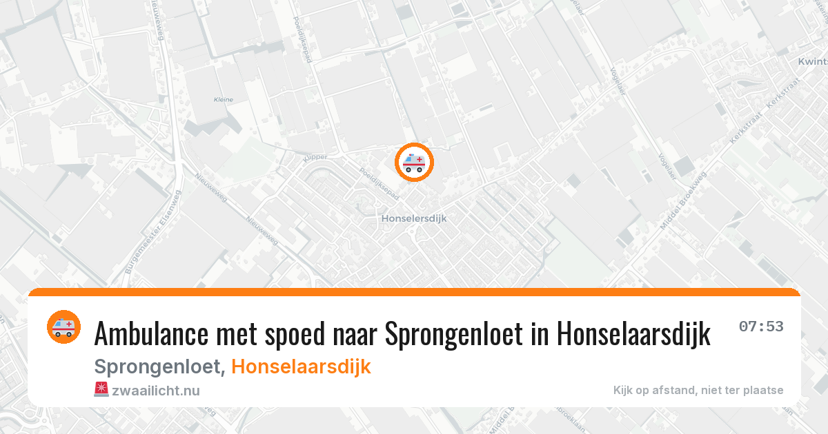 Ambulance met spoed naar Sprongenloet in Honselaarsdijk — 17 jul 2026