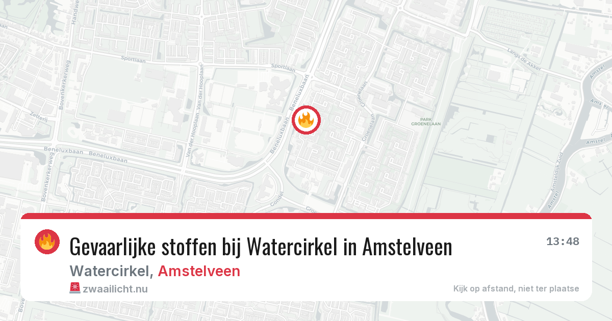 Gevaarlijke stoffen bij Watercirkel in Amstelveen — 17 jul 2026