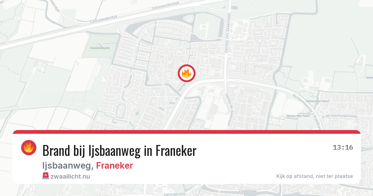 Brand bij Ijsbaanweg in Franeker — 7 jun 2026