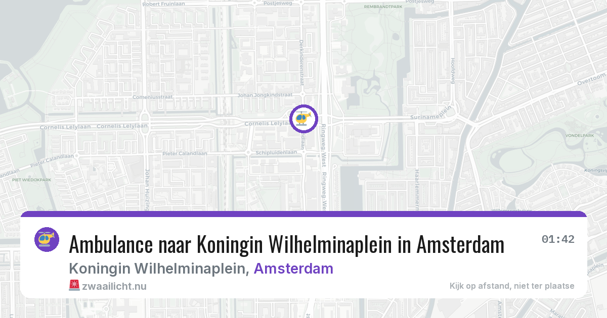 Ambulance naar Koningin Wilhelminaplein in Amsterdam — 15 mrt 2026