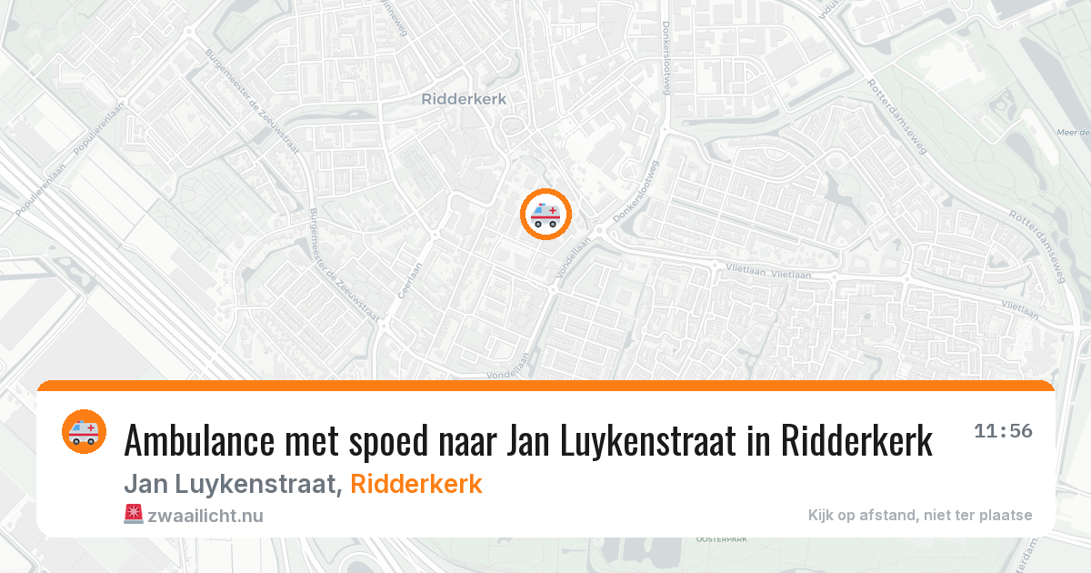 Ambulance met spoed naar Jan Luykenstraat in Ridderkerk — 20 mrt 2026