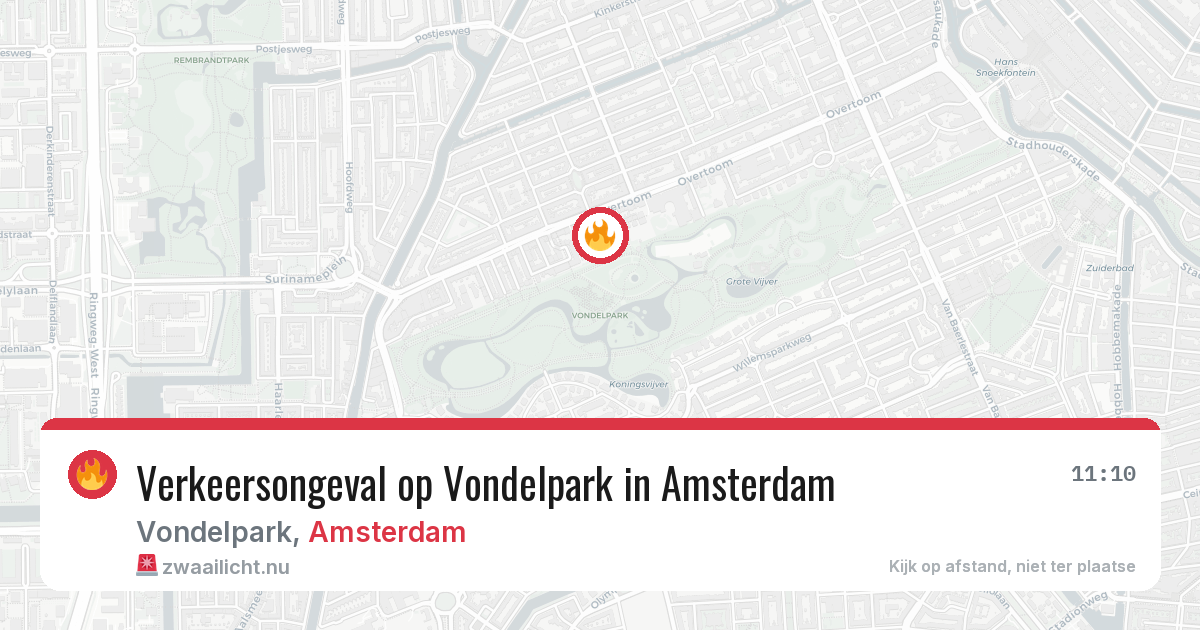 Verkeersongeval op Vondelpark in Amsterdam — 15 jul 2026