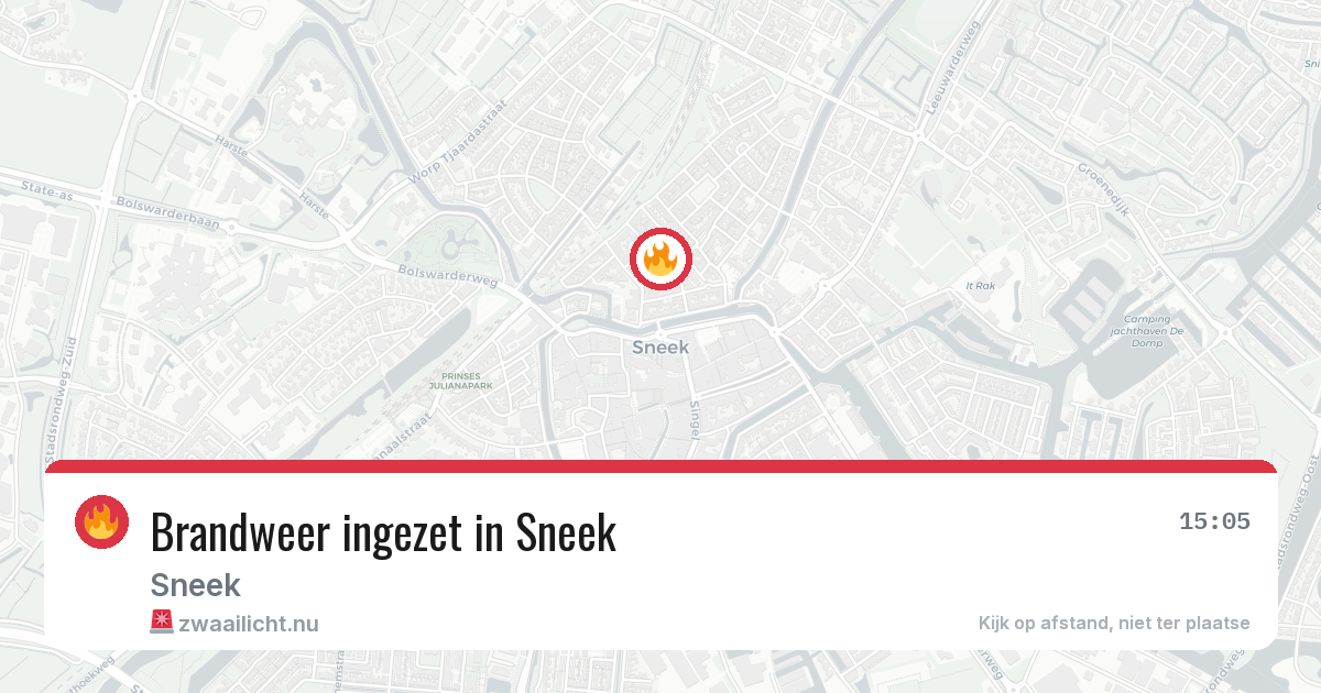 Brandweer ingezet in Sneek — 20 apr 2026 | 🚨 Zwaailicht.nu
