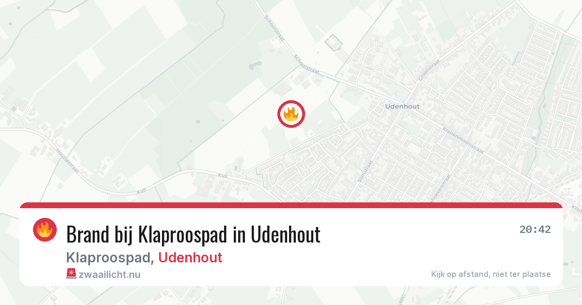 Brand bij Klaproospad in Udenhout — 9 mei 2026