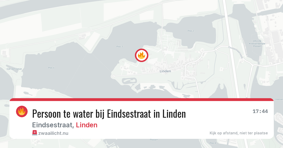 Persoon te water bij Eindsestraat in Linden — 26 jul 2026