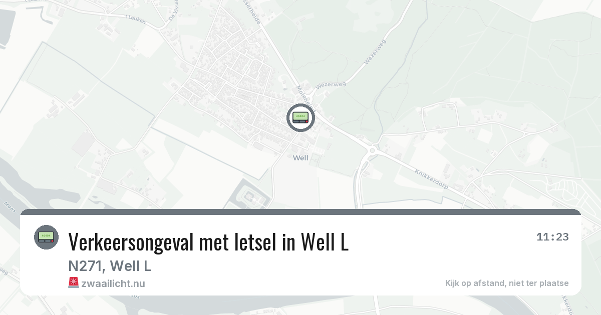 Verkeersongeval met letsel in Well L — 11 jul 2026