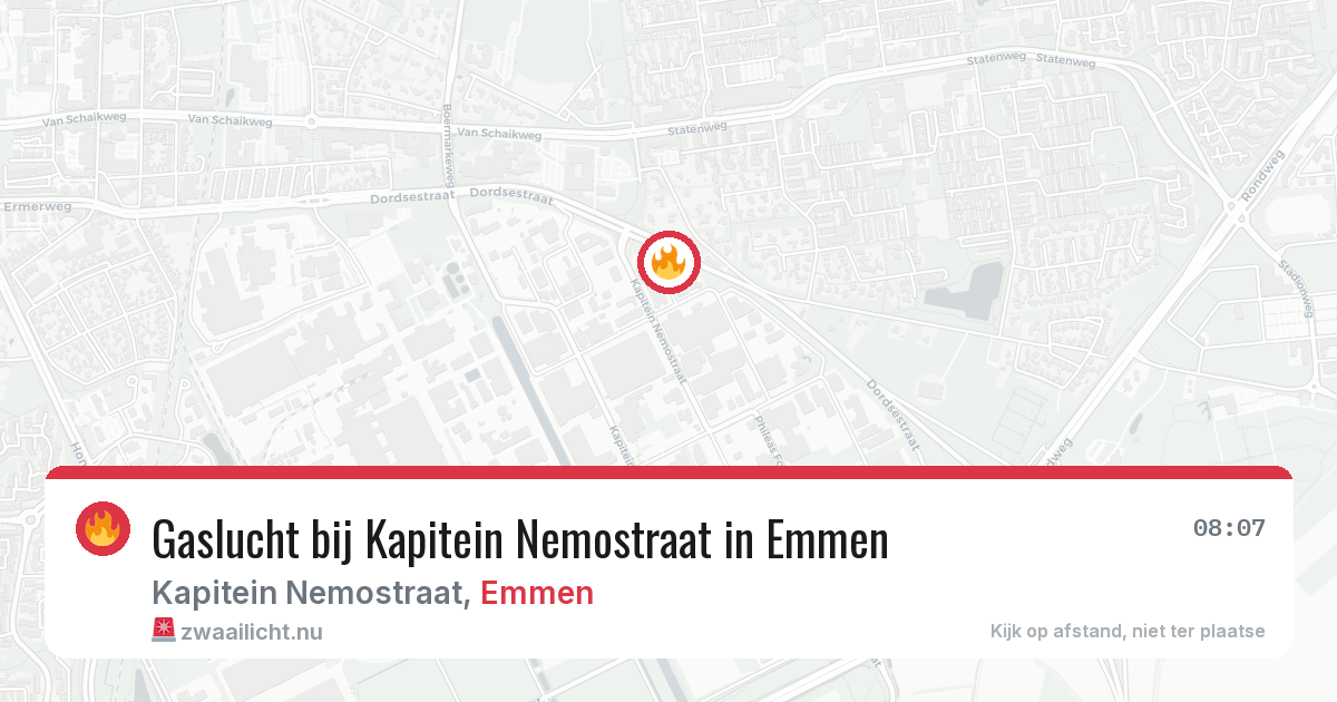 Gaslucht bij Kapitein Nemostraat in Emmen — 17 jul 2026