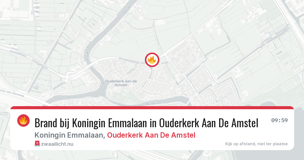 Brand bij Koningin Emmalaan in Ouderkerk Aan De Amstel — 22 mrt 2026