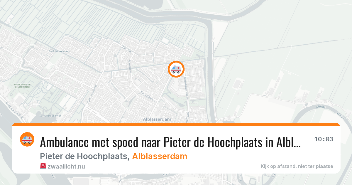 Ambulance met spoed naar Pieter de Hoochplaats in Alblasserdam — 17 jul 2026