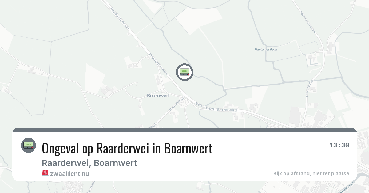 Ongeval op Raarderwei in Boarnwert — 16 feb 2026