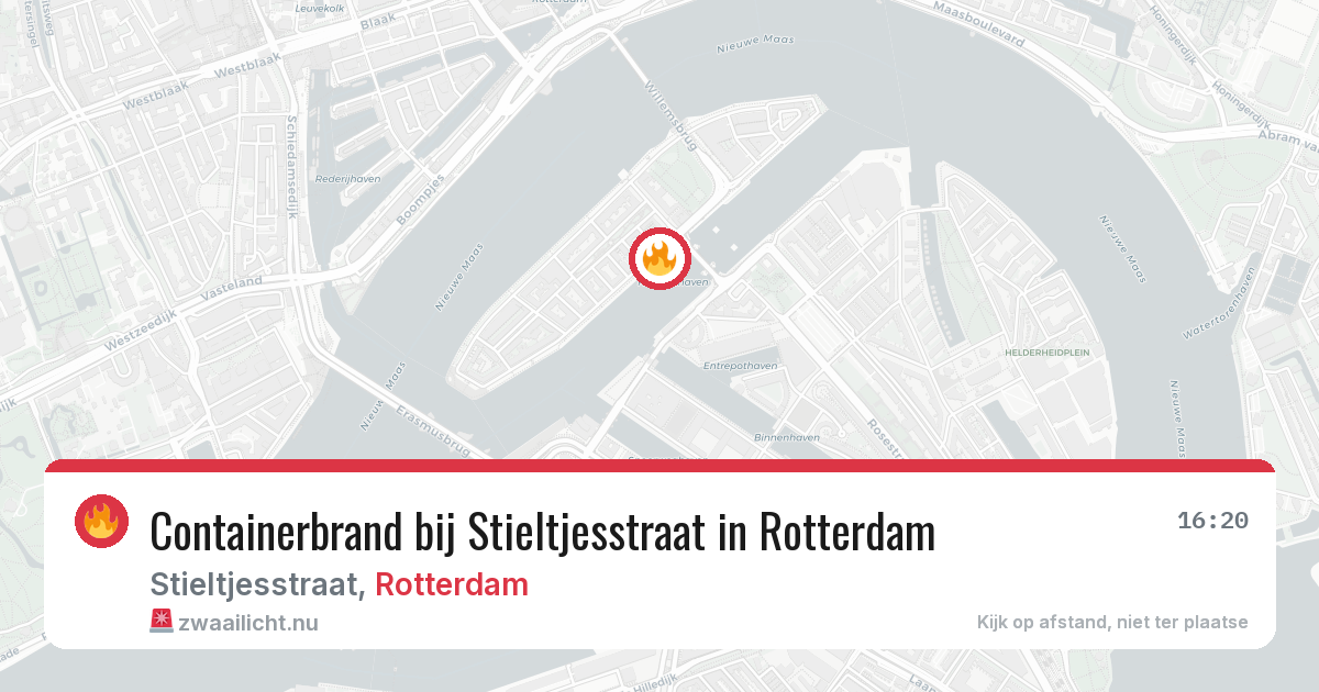 Containerbrand bij Stieltjesstraat in Rotterdam — 24 mei 2026