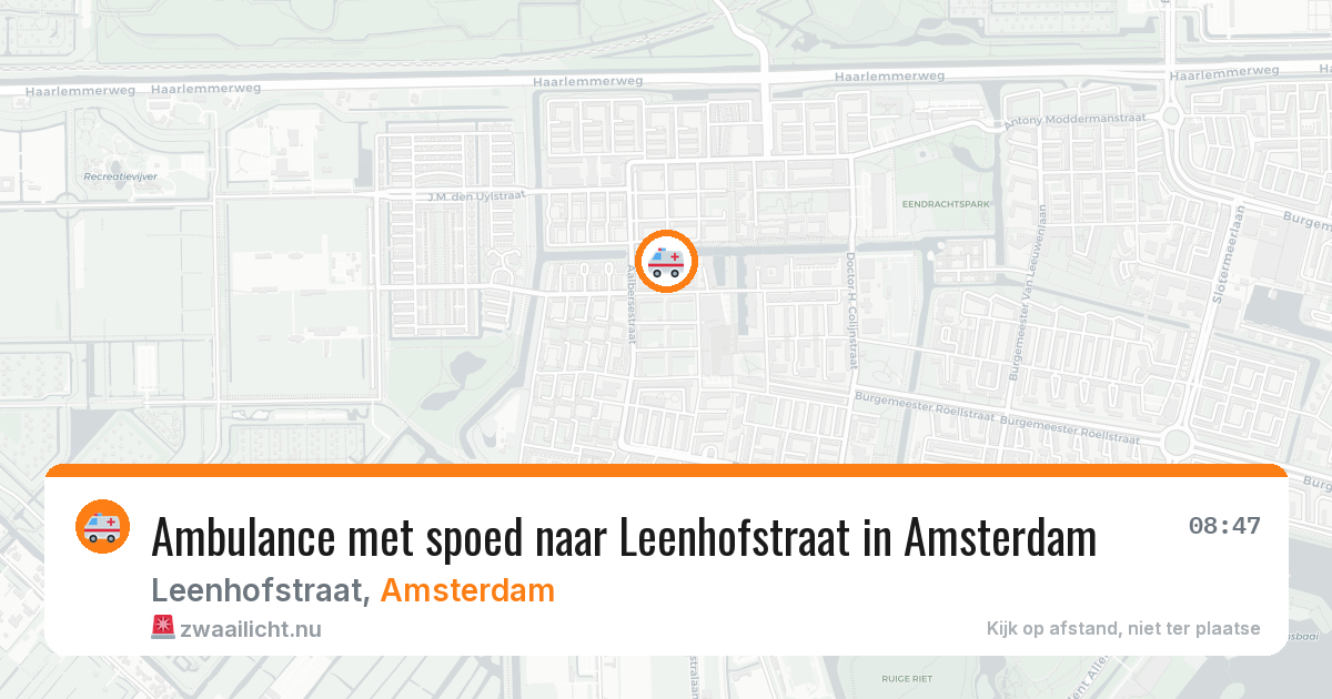 Ambulance met spoed naar Leenhofstraat in Amsterdam — 25 mrt 2026