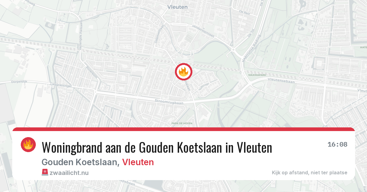Woningbrand aan de Gouden Koetslaan in Vleuten — 16 apr 2026