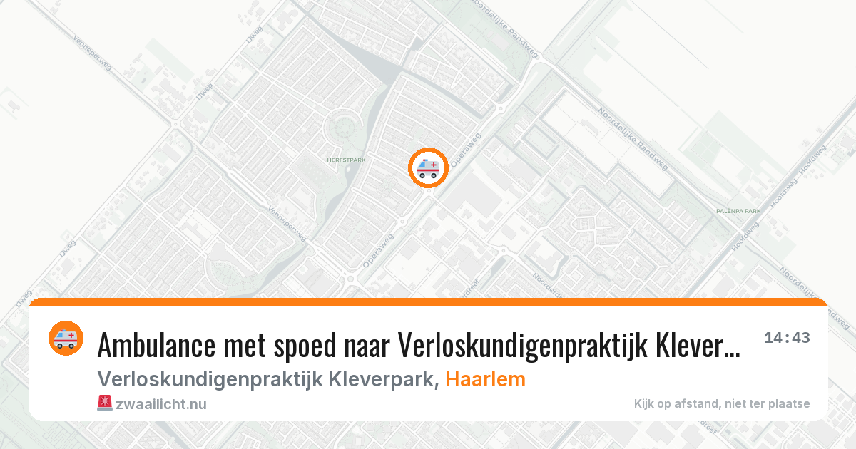 Ambulance met spoed naar Verloskundigenpraktijk Kleverpark in Haarlem — 4 jul 2026