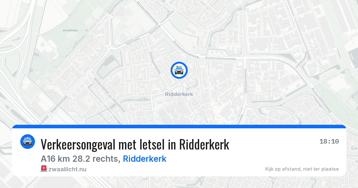 Verkeersongeval met letsel in Ridderkerk — 11 mei 2026