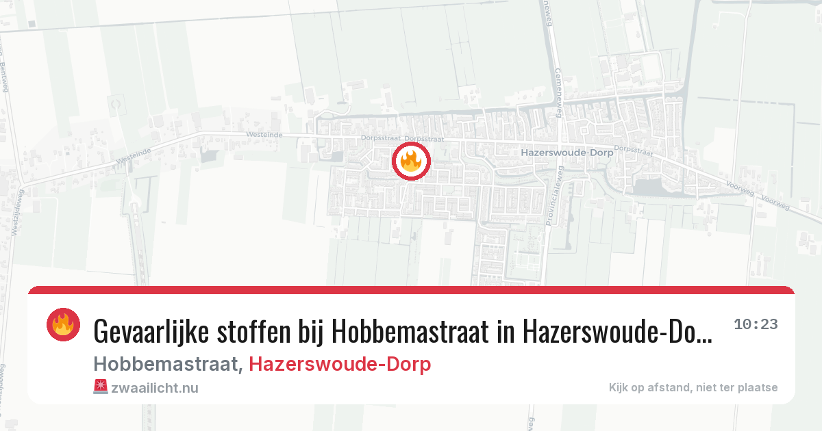 Gevaarlijke stoffen bij Hobbemastraat in Hazerswoude-Dorp — 19 mrt 2026