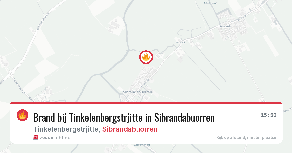 Brand bij Tinkelenbergstrjitte in Sibrandabuorren — 14 jul 2026