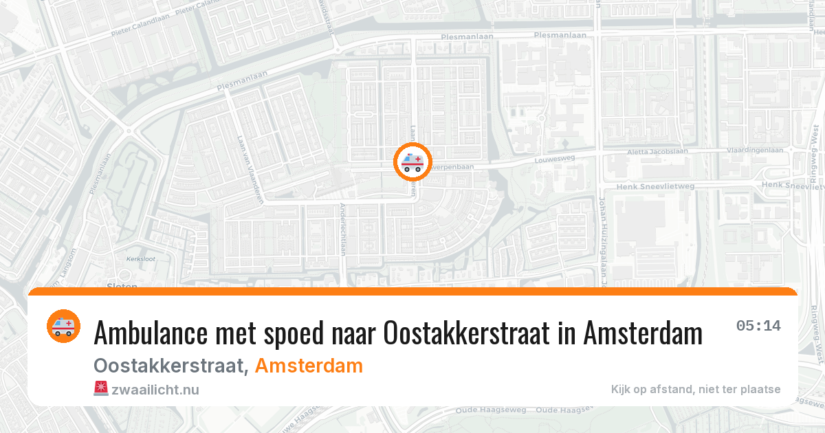 Ambulance met spoed naar Oostakkerstraat in Amsterdam — 18 mrt 2026