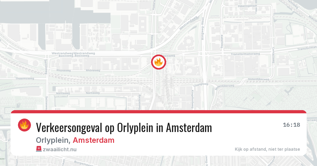 Verkeersongeval op Orlyplein in Amsterdam — 26 jul 2026