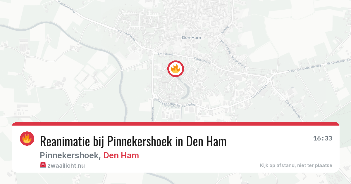 Reanimatie bij Pinnekershoek in Den Ham — 16 feb 2026