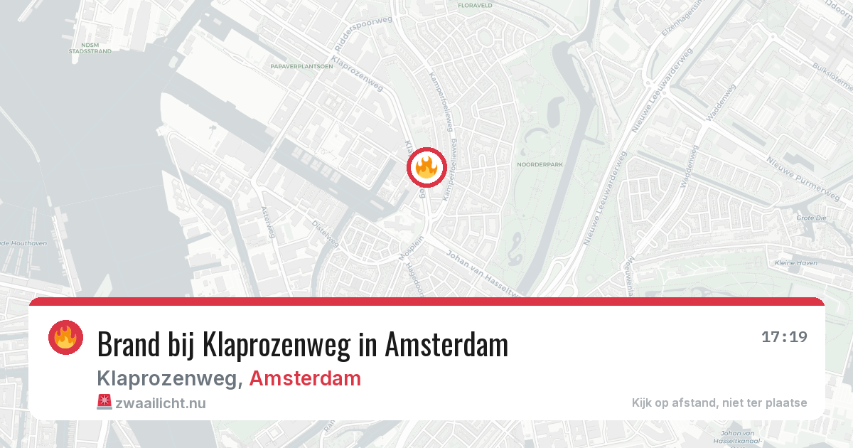 Brand bij Klaprozenweg in Amsterdam — 12 jul 2026