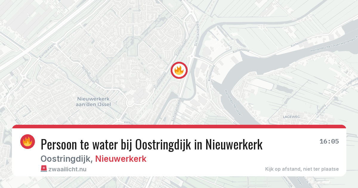 Persoon te water bij Oostringdijk in Nieuwerkerk — 27 mei 2026
