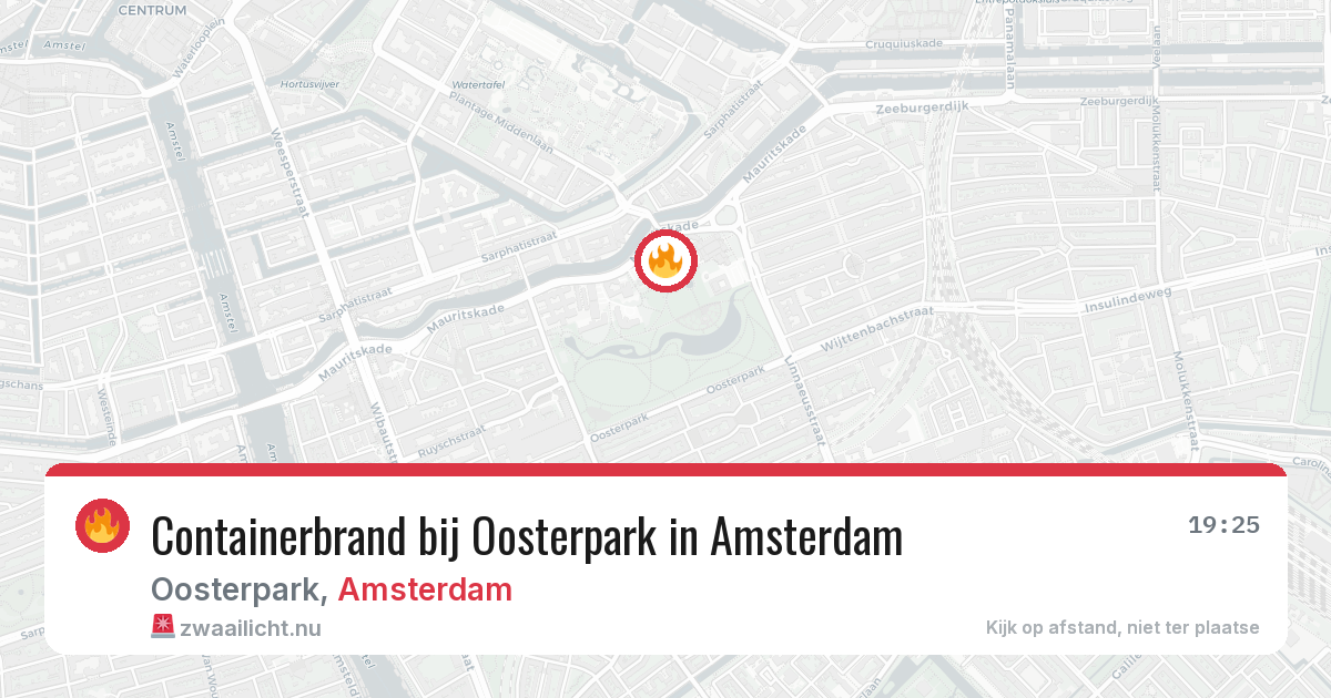 Containerbrand bij Oosterpark in Amsterdam — 19 jul 2026