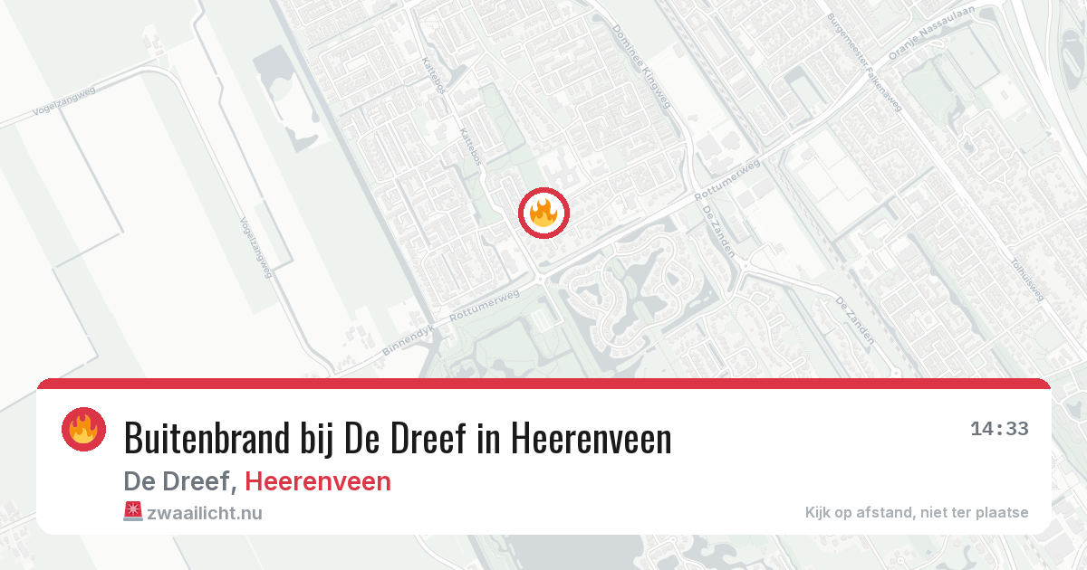 Buitenbrand bij De Dreef in Heerenveen — 19 mrt 2026