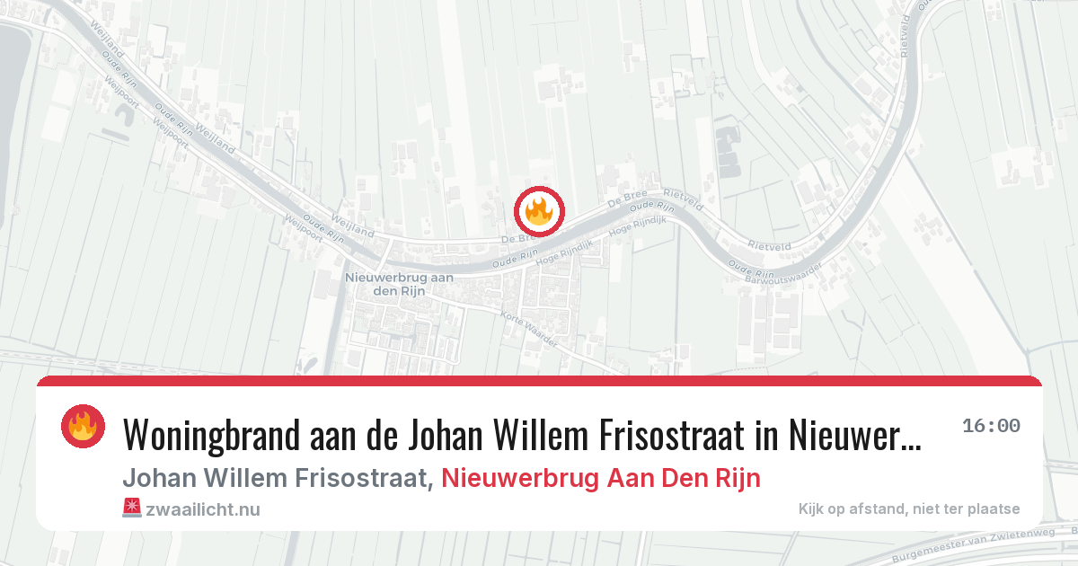 Woningbrand aan de Johan Willem Frisostraat in Nieuwerbrug Aan Den Rijn — 7 jun 2026