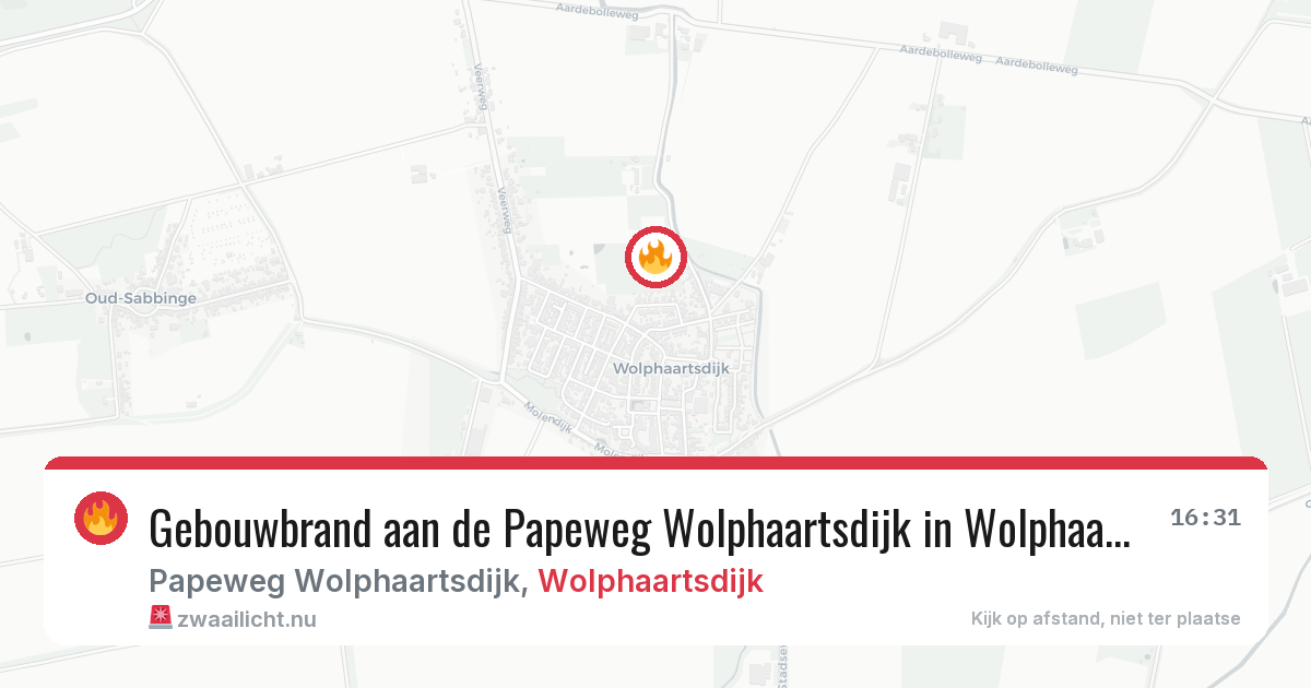 Gebouwbrand aan de Papeweg Wolphaartsdijk in Wolphaartsdijk — 15 feb 2026
