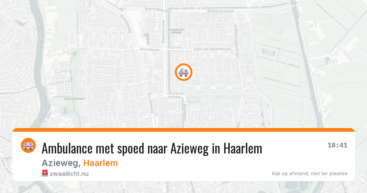 Ambulance met spoed naar Azieweg in Haarlem — 18 mei 2026