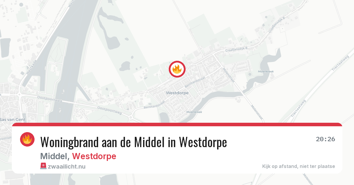 Woningbrand aan de Middel in Westdorpe — 23 jul 2026