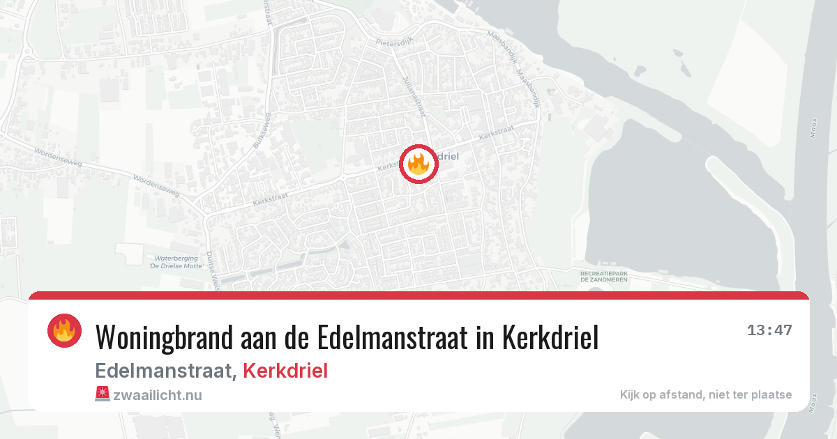 Woningbrand aan de Edelmanstraat in Kerkdriel — 30 mrt 2026