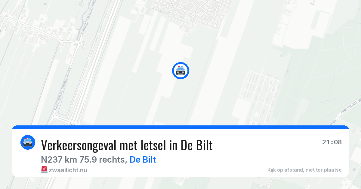 Verkeersongeval met letsel in De Bilt — 22 jul 2026
